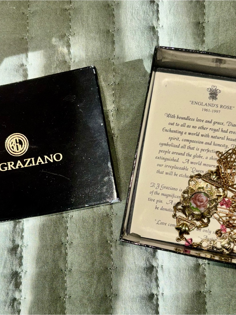 R.J. Graziano Gold-Tone Floral Locket Necklace with Pink Rose Detail